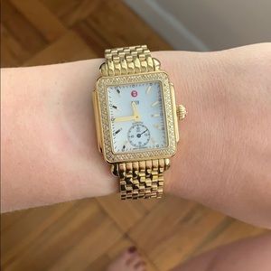 Michele Gold Diamond Deco watch
